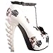 SHOW STORY White Woman Sexy Women Butterfly Print Studs Chain Peeptoe Platform Bone Heel Pumps,LF80631