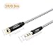 [2-Pack]3.5mm Headphone Extension Cable 0.9M,CableCreation 3 Feet 3.5mm Male to Female Stereo Audio Extension Cable Adapter with Gold Plated Connector,Black and White