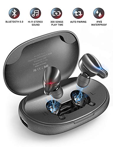 PeohZarr E-Pro Bluetooth Earbuds Wireless Earbuds with Deep Bass & 44 Hrs Playtime, Bluetooth 5.0 Wireless Headphones IPX5 Waterproof, 2000mAh Portable Charging Case
