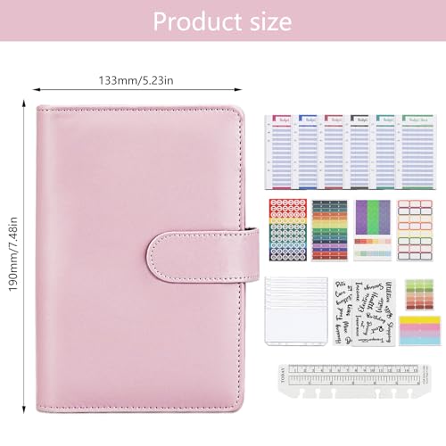 A6 Savings Notebook and Budget Planner - Money Organizer with Envelope Method, Money Saving Binder with Sleeves, Starter Kit for Successfully Saving and Controlling Finances (Pink)