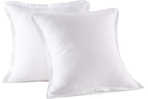 meadow park Stone Washed French Linen European Pillow Shams, Set of 2 Pieces, 26 inches x 26 inches Square Euro Sham, Super Soft, 1 inches Flange, White Color