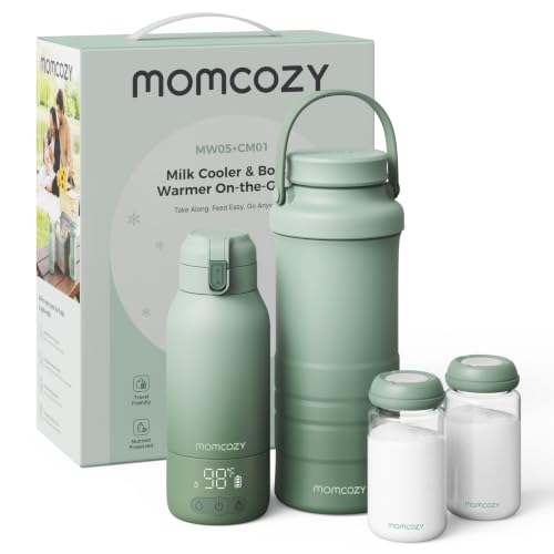 Momcozy Portable Bottle Warmer & Breastmilk Cooler Set On-the-Go Essentials | Nutrient Preserved, 24 Hours Cooling, Fast & Even Warming, Travel-Friendly, Easy Use, Large Capacity, Gift for Baby Registry
