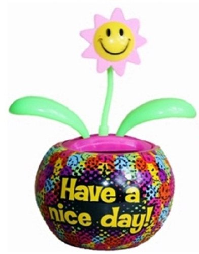 Groovers Have A Nice Day Solar Dancing Flower with Adhesive Base