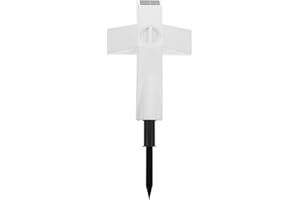 VICASKY Solar White Plastic Cross Graveyard Light Outdoor Solar LED Lawn Light for Religious Memorial