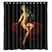 FUNNY KIDS' HOME Vintage Retro Shower Curtain - Snaked Sexy Pin Up Girl on Bed - Body Art Work Canvas Painting Style Waterproof Polyester Fabric 66(w) x72(h) Rings Included
