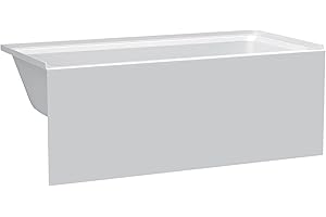 Fine Fixtures Acrylic, Fiberglass Alcove Soaking Bathtub with Integral Apron Front in Glossy White - Left Hand Drain, 60" x 30"