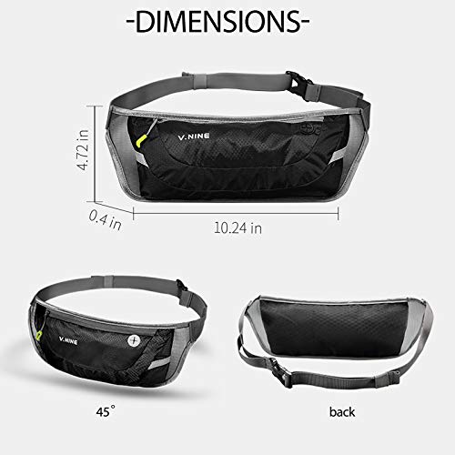 V.NINE Waist Pack for Women Men Running Belt Sport Fanny Pack for Gym Marathon Cycling (Black)
