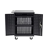 Pearington 32 Device Mobile Charging and Storage Cart for iPads, Chromebooks and Laptop Computers, Up to 13-inch Screen Size, Surge Protection, Front & Back Access Locking Cabinet