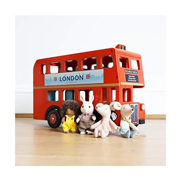 Le Toy Van TV469 Cars & Construction Double Decker Wooden Role Play Suitable for Girls and Boys Toys, London Bus