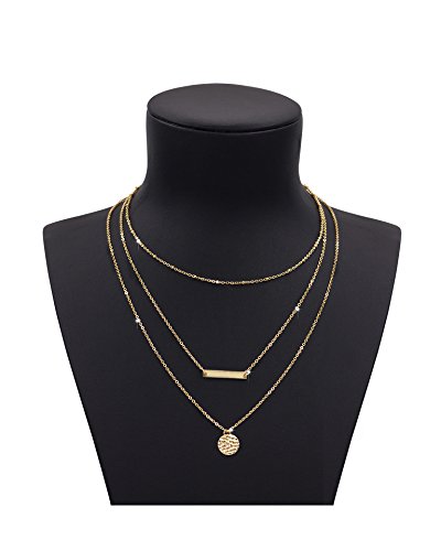 Zealmer Ladies Multilayer Long Metal Chain Necklace Geometry Accessories Gold Color