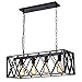 Diborui Industrial Kitchen Island Lighting with 4 E26 Sockets, Rectangular Vintage Pendant Light, Farmhouse Hanging Ceiling Light Fixture Metal Retro Chandeliers for Restaurant, Kitchen and Bar, 240W