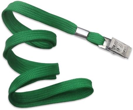 TruOffice Green 36-Inch Flat Lanyards with Badge Clip, 100-Pack (CLANF36-GR)