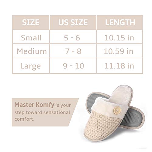 Women\'s Cozy Memory Foam Slippers Plush Fleece Lined House Shoes Indoor, Outdoor Anti-Skid Rubber Sole Slippers Women\'s House Shoe (Beige, Medium 7-8)