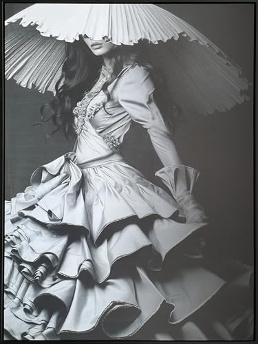 CUADRO DAMA EN PAPEL PLATA C/MARCO