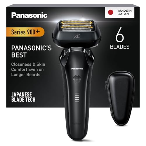 Panasonic ES-LS6A-K803 Nass- und Trockenrasierer mit 6 Klingen für Männer, kabelloser Premium-Rasierer, reaktionsschneller Bartsensor, Klingen aus japanischem Stahl, Multi-Flex-22D-Kopf, Mattschwarz