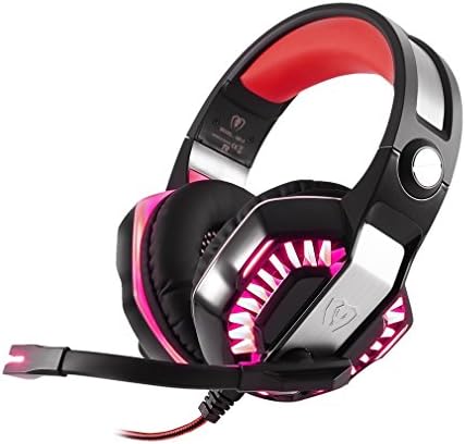 Wired GM-2 Gaming Headset Headphones with Microphone LED Light Stereo Surround Headphone for Computer Gamer Smartphones (Red)