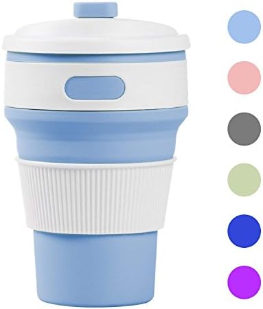 New Collapsible Silicone Lightweight Coffee Cup, Reusable Folding Mug Travel Cup Leak Proof Water Bottle for Outdoor Camping Hiking & Office Home Use (Cashmere Blue) By YuGGCashmere Blue