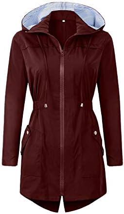 BBX Lephsnt Womens' Waterproof Lightweight Raincoat Hooded Outdoor Hiking Long Rain Jacket