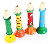 Wooden Trumpet, Iusun Multi-Color Musical Horn Hooter Trumpet Kids Children Instruments Toy Educational Toys (Random)