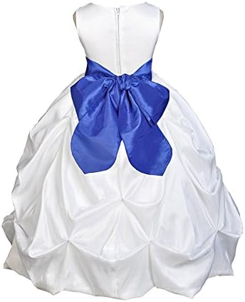 ompson Wedding Pageant White Bubble Taffeta Flower Girl Dress Baptism Communion 4 Royal Blue4
