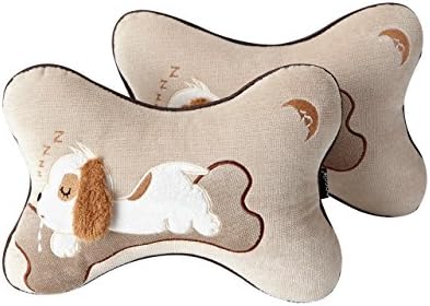 Lovely Breathe Doggie Car Auto Head Neck Rest Cushion 2 PCS Bone Shape Seat Headrest Pillow