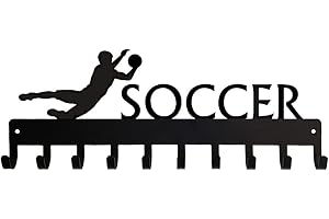 THE METAL PEDDLER Soccer Goalie (Male) Sports Medal Hanger Display - 14.5 inches with 10 Hooks - Made in The USA