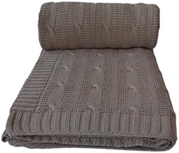 Aztocratic 100% Cotton soft knitted Ivory throws for couch and bed, classy design and elegant throws for indoor/outdoor use; knit crochet sweater texture, warm holiday gift for you