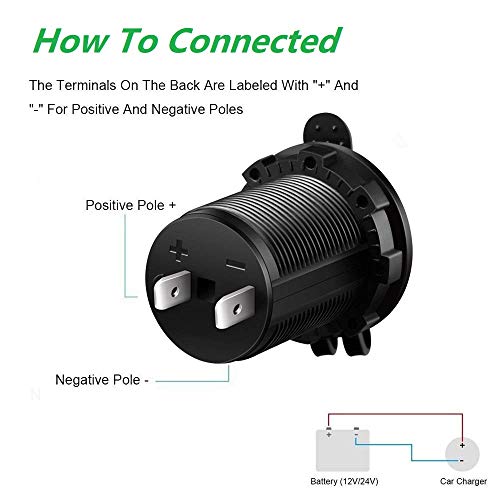 2 Pack Cigarette Lighter Socket Car Marine Motorcycle ATV RV Lighter Socket Power Outlet Socket Receptacle 12V Waterproof Plug - Thumbnail 3