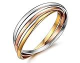 Cos2be Bangle Cuff Bracelet For women Girls, Tri Color(Silver, Gold, and Rose Tone) Made Of Grade A Stainless Steel Material, Fashion, Trend All-Match