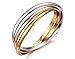 Cos2be Stainless Steel Tri-Color Interlocking Bangle Bracelets (Tri-color )