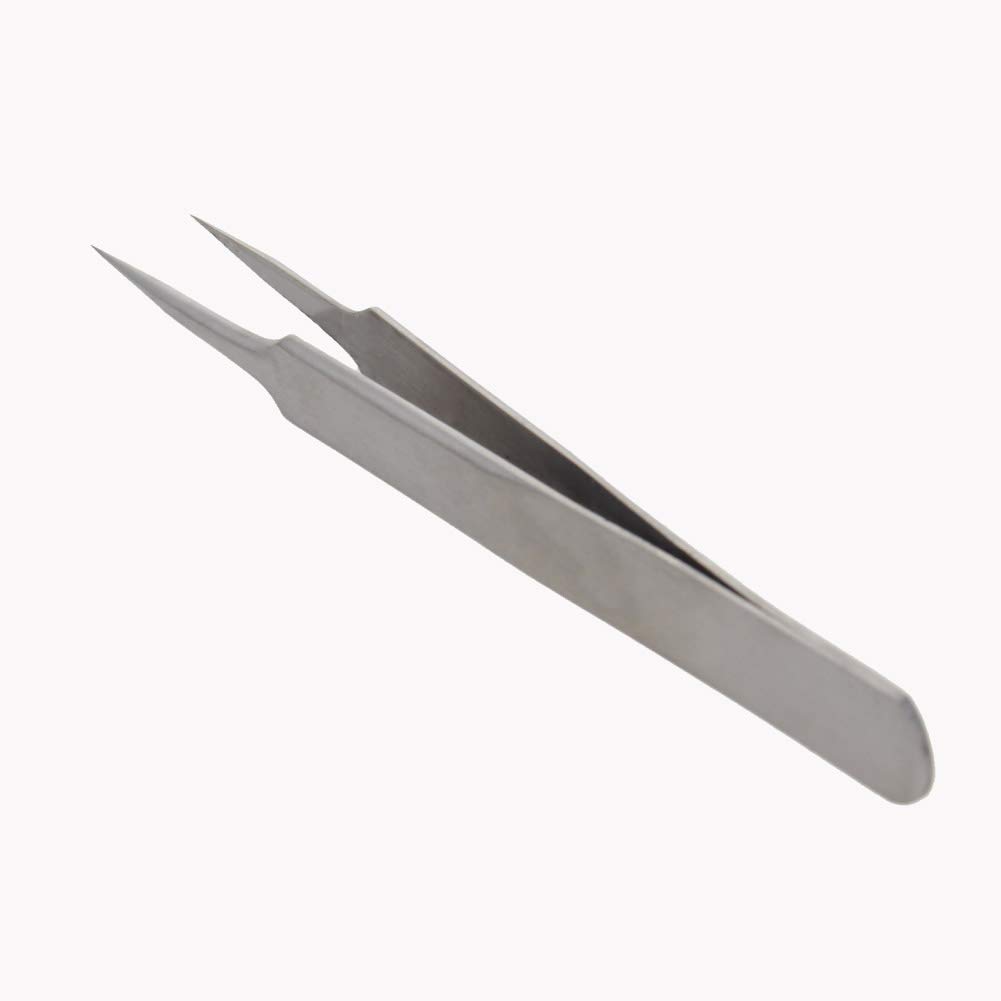 Utoolmart ST-14 Eyelash Extensions Tweezers Micro-magnetic Stainless Steel Precision Tweezers Set with Dolphin-shaped and Curved Pointed Tip Tweezers Nipper for Lash Extensions 5pcs