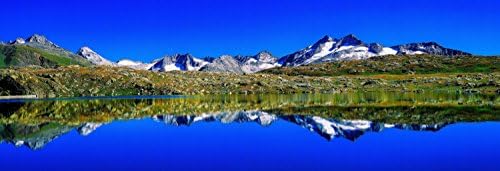 Mountain Reflections, Swiss Alps, Switzerland, Europe, mountains, panoramic print landscape photo nature photography wall art home office decor sizes up to 13x38” fine art print signed by the artist.