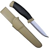 Morakniv Companion Black Fixed Tactical Knife with Sandvik Stainless Steel Stealth Blade and Plastic Sheath, 4.1-Inch