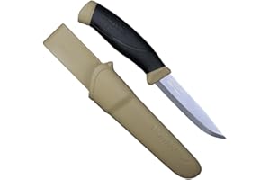 Morakniv M-13216 Companion Fixed Blade Outdoor Knife with Stainless Steel Blade, 4.1-Inch, Desert Tan