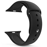 MoKo Apple Watch Band Series 1 Series 2, Soft Silicone Replacement Sports Band for 38mm Apple Watch 2015 & 2016 All Models, BLACK (Not fit 42mm Versions)