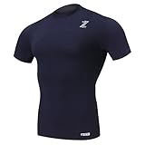 D.Zefron Compression Men's Shirts Base Layer Short Sleeve T032(NAVY, 3XL)