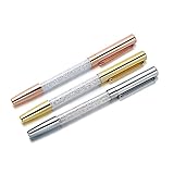 PASISIBICK 3 Pcs Rose Gold Silver Fine Ballpoint Crystal Roller Pen With 6 Black Refills and Pen Cap for Office Supplies