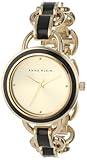 Anne Klein Women's AK/1246BKGB Black and Gold-Tone Black Enamel Open Link Bracelet Watch