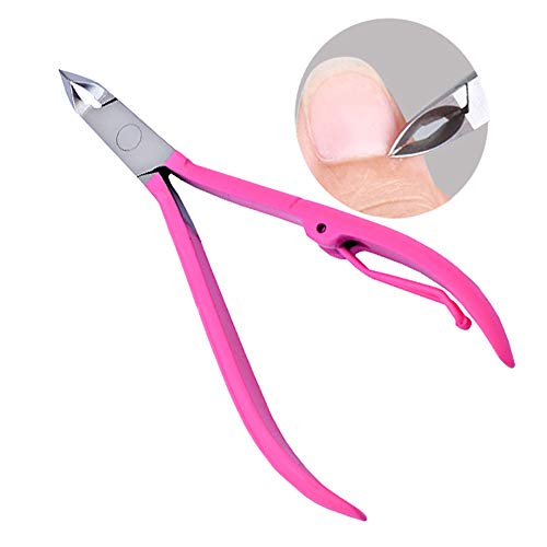 Andlane Cuticle Nipper and Cuticle Pusher - Professional Stainless Steel Cuticle Trimmer, Remover and Cutter - Manicure and Pedicure Tool (Pink)