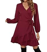 Women's Ribbed Knit Sweater Dress - V Neck Long Sleeve A-Line For Fall & Winter