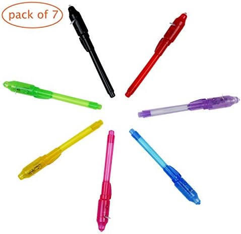 Invisible Ink Pen with Built In UV Light Magic Marker for Drawing, Writing, Secret Message, Kids Spy Game Party 7PCS by Cozzy