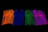 Assorted Neon Blacklight Reactive 48 piece Plastic Cutlery Set ()