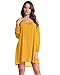 StyleDome Womens Chiffon Off Shoulder Casual 3/4 Long Sleeve Solid Mini Dress (US 16, Yellow)