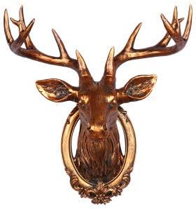 YJ Home Deer Head Sculpture - Resin Deer Head Wall Decor Faux Deer Head Bust (Gold)