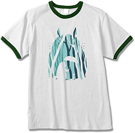 mamisari Totoro My Neighbor In The Wood t-Shirt Ringer White Tee Shirt (Medium, White/Green Ringer)