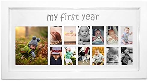 ImpressionMemories "My First Year" Photo Moments Baby Keepsake Frame, White