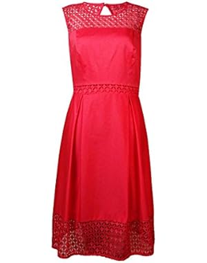 Calvin Klein Women's Illusion Lace-Net A-Line Dress