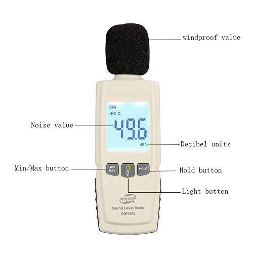 BENETECH Digital Sound Level Meter Noise Tester in Decibels LCD Screen with Backlight(Battery Included), 2-Year Warranty - Thumbnail 2