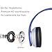 BestGot Kids Wired Headphones Boys Over Ear with Microphone for Kids Adult in-line Volume with Cloth Bag Foldable Headphone with 3.5mm Plug Removable Cord (White/Blue)