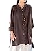 Soojun Women's Loose Fit Button Down Linen Cotton Cardigan Shirts Coat Coffee,Coffee,One Size